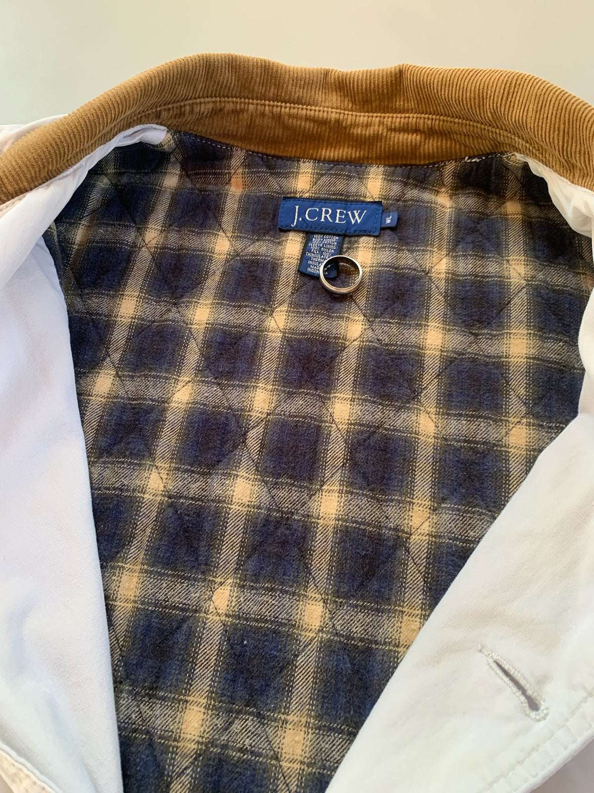 WL 90s J Crew bone flannel lined barn coat
