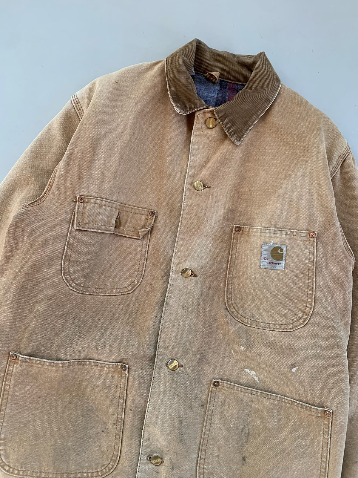 42L 1980s Tan Carhartt Chore Jacket