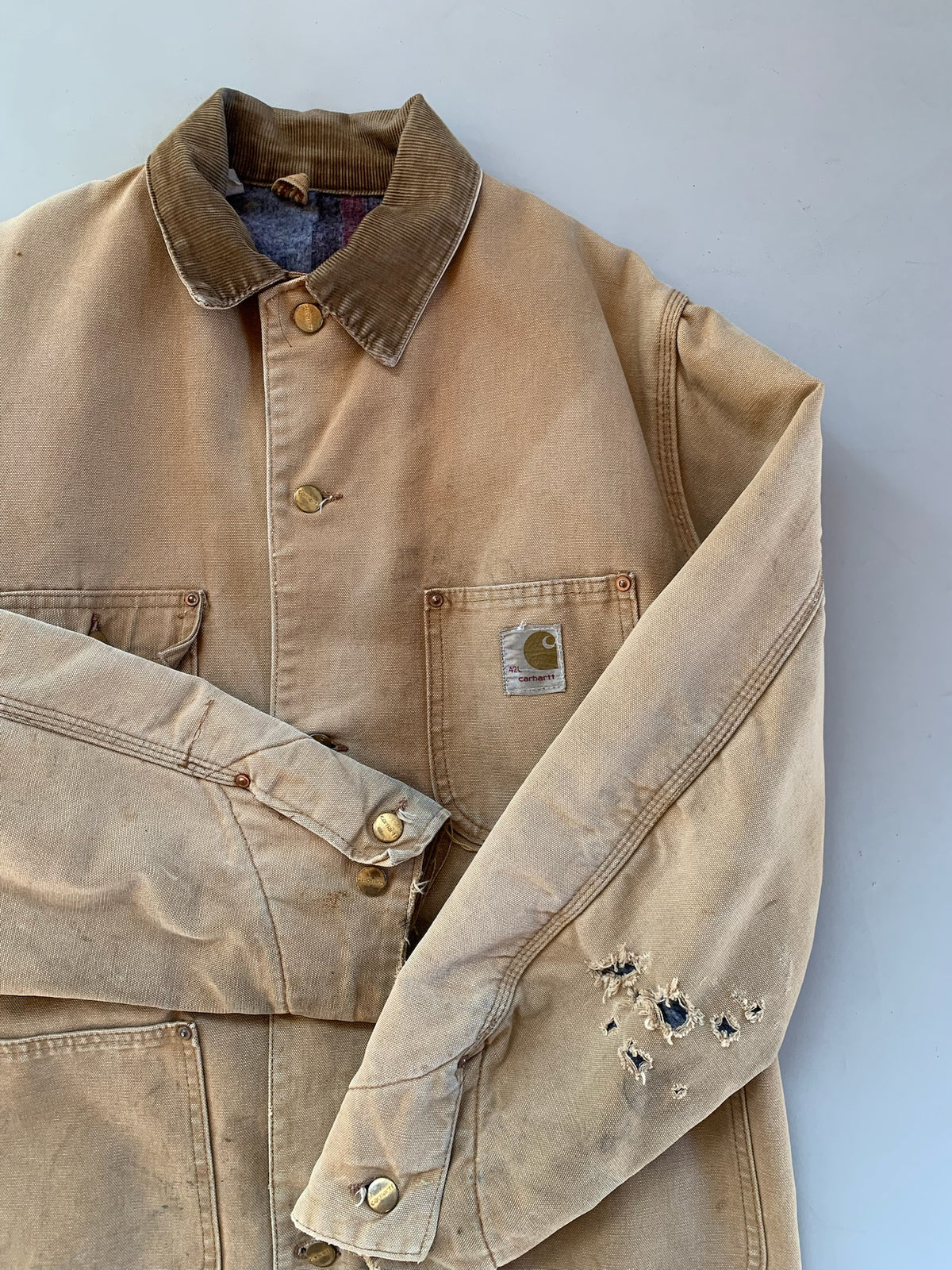 42L 1980s Tan Carhartt Chore Jacket
