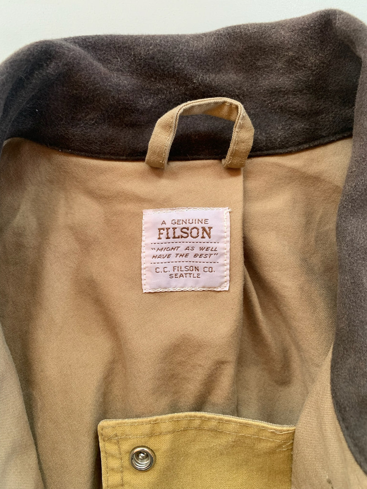 Large Filson Genuine Garment Tin Cloth Field Jacket