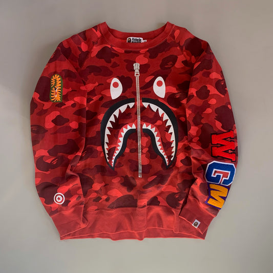 XL BAPE Red Camo Shark Sweatshirt