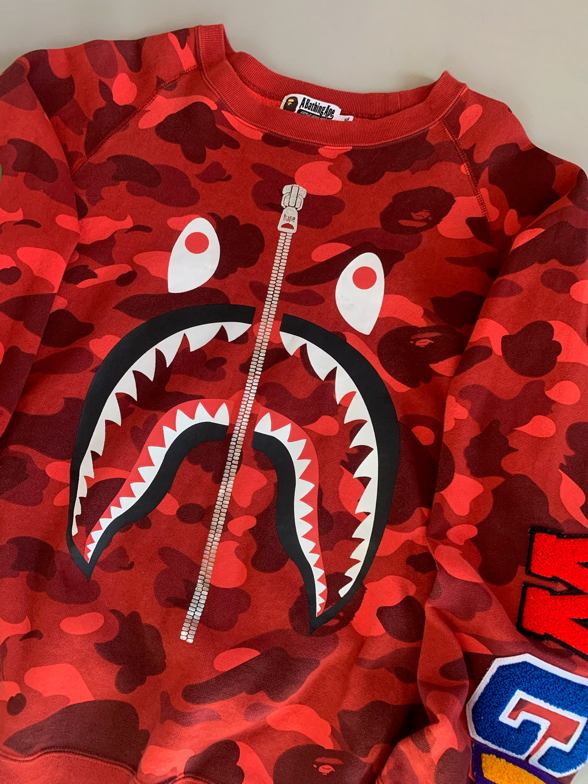 XL BAPE Red Camo Shark Sweatshirt