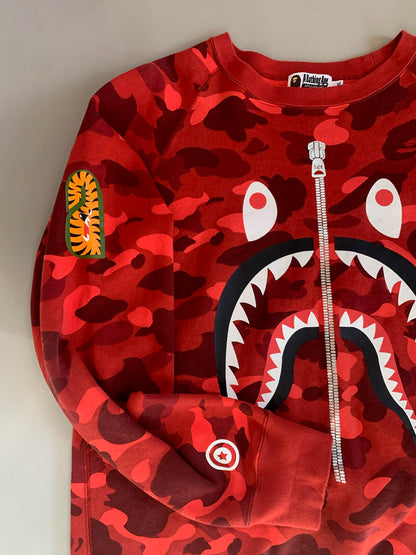 XL BAPE Red Camo Shark Sweatshirt
