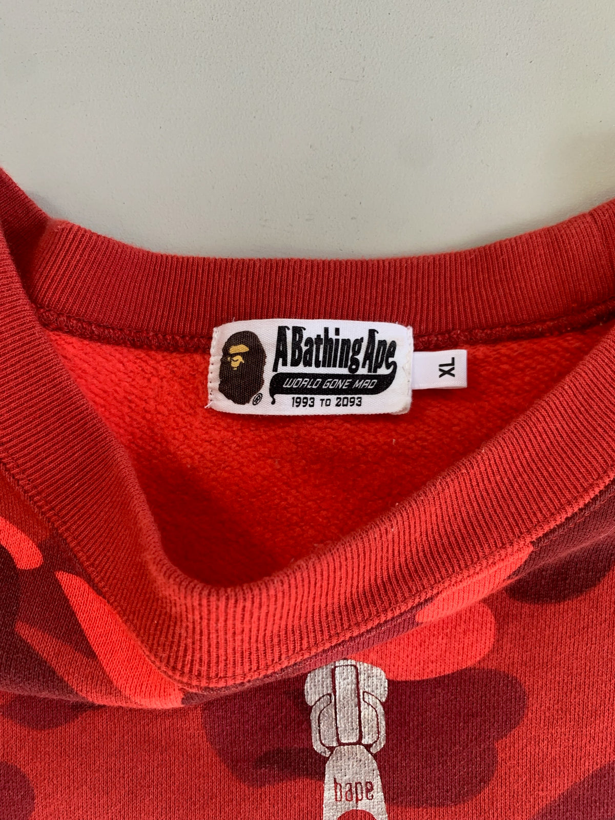 XL BAPE Red Camo Shark Sweatshirt