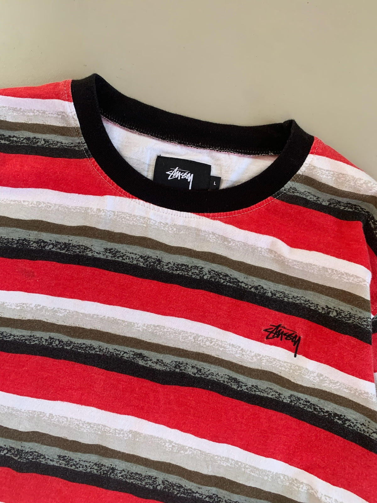 Large Stussy Striped T-shirt
