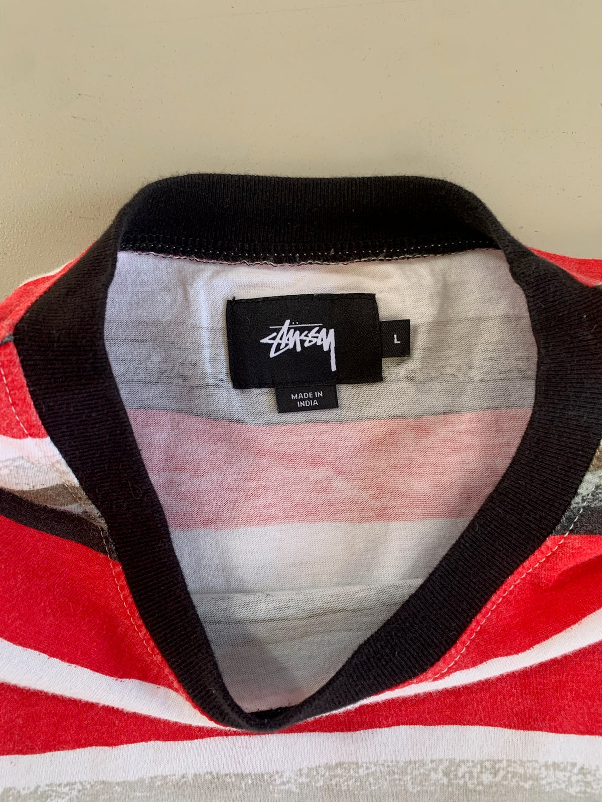 Large Stussy Striped T-shirt