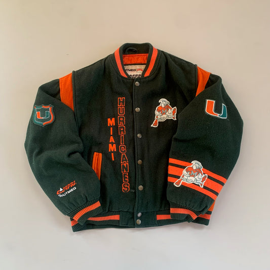 Medium 1990s Miami Hurricanes Nutmeg Varsity Jacket