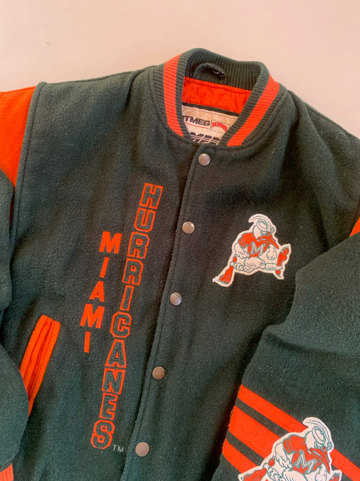 Medium 1990s Miami Hurricanes Nutmeg Varsity Jacket