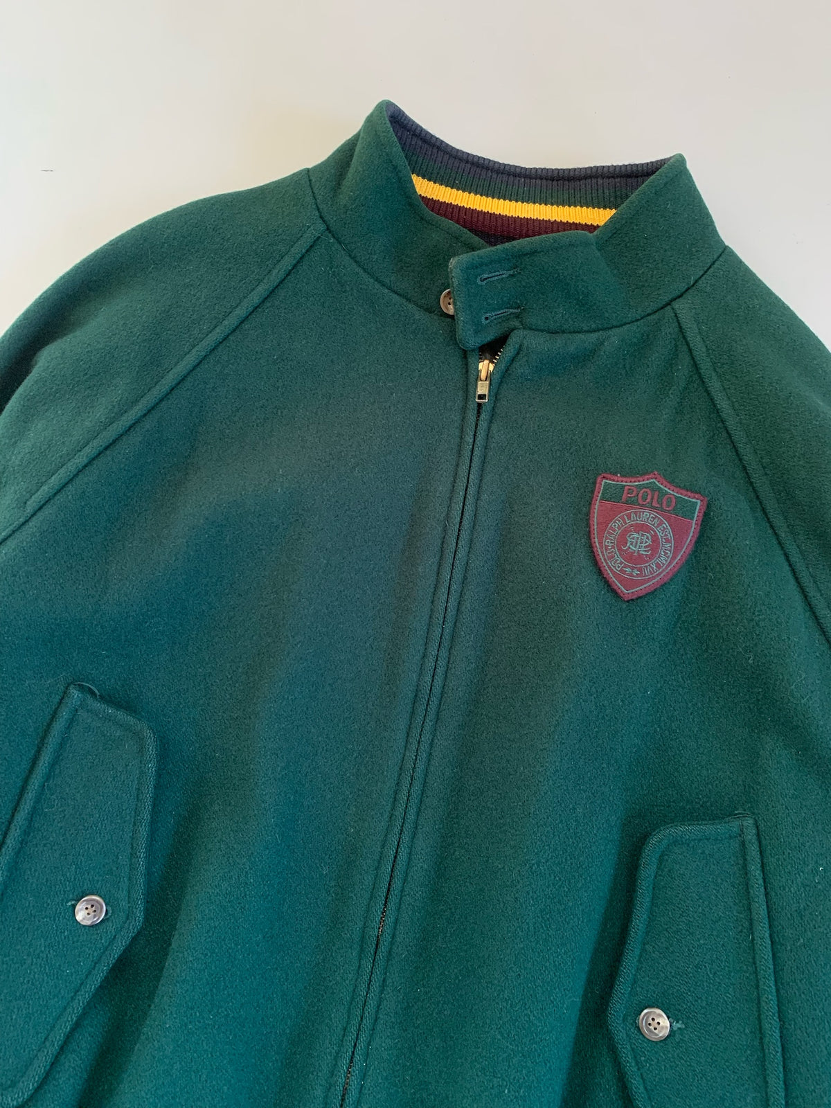 Large 1990s Polo Ralph Lauren Moss Green Wool Jacket