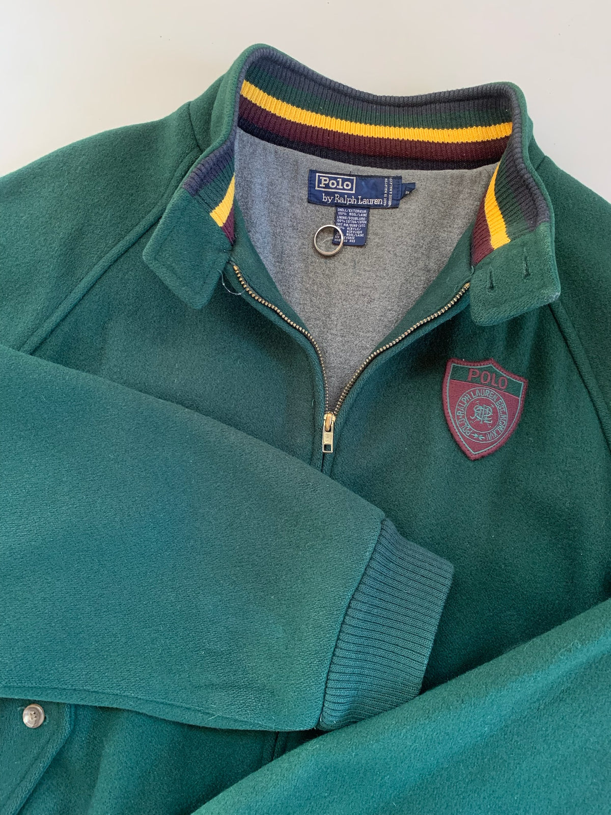 Large 1990s Polo Ralph Lauren Moss Green Wool Jacket