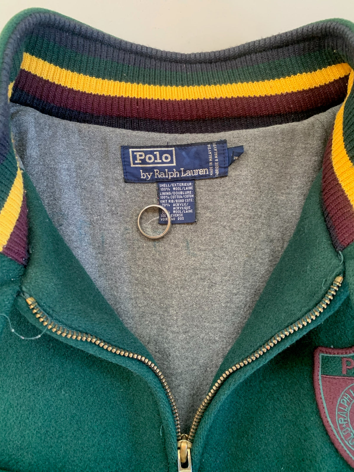 Large 1990s Polo Ralph Lauren Moss Green Wool Jacket