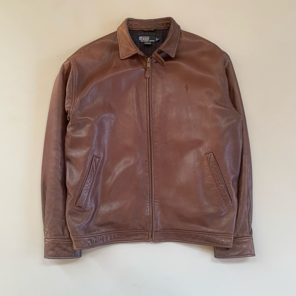 Large Brown Polo Ralph Lauren Leather Jacket