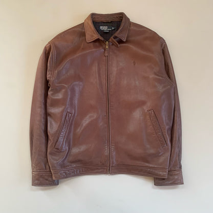 Large Brown Polo Ralph Lauren Leather Jacket