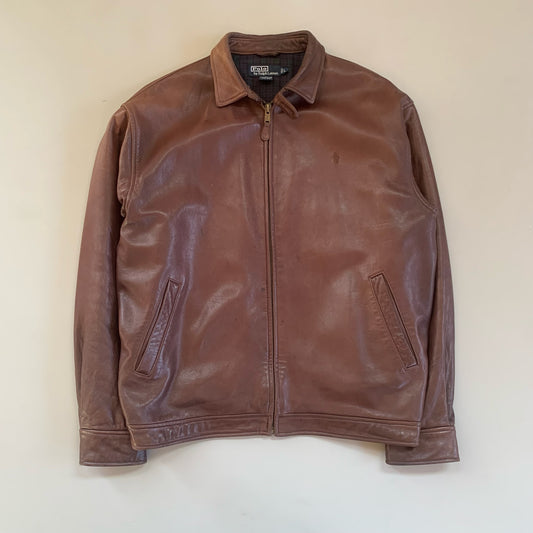 Large Brown Polo Ralph Lauren Leather Jacket