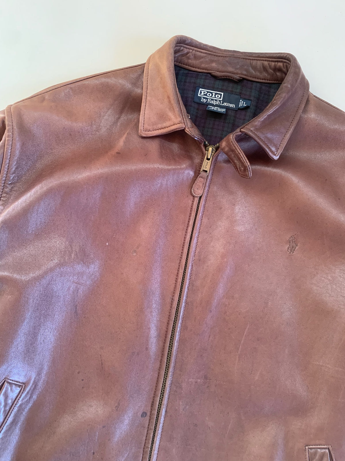 Large Brown Polo Ralph Lauren Leather Jacket