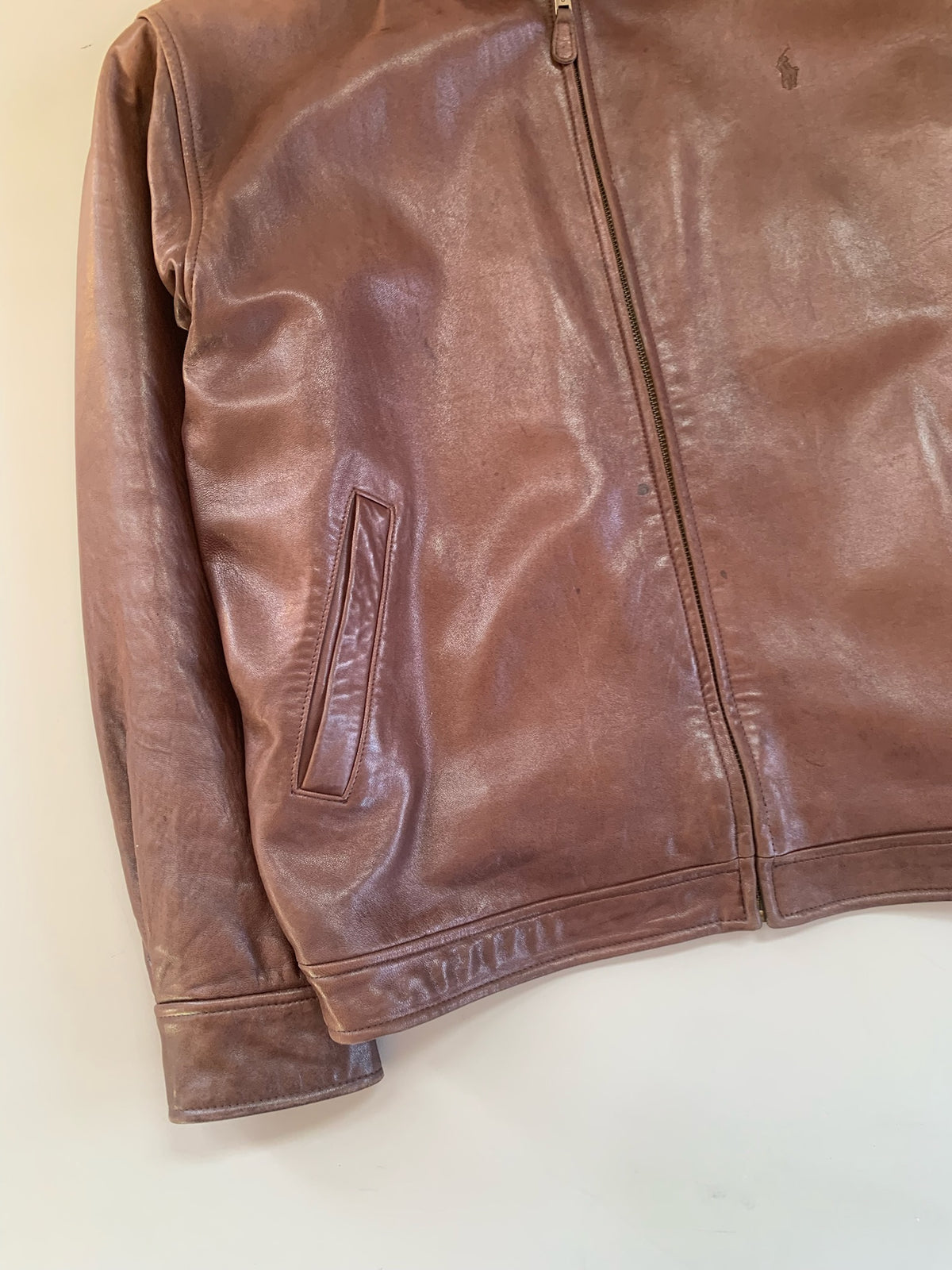 Large Brown Polo Ralph Lauren Leather Jacket
