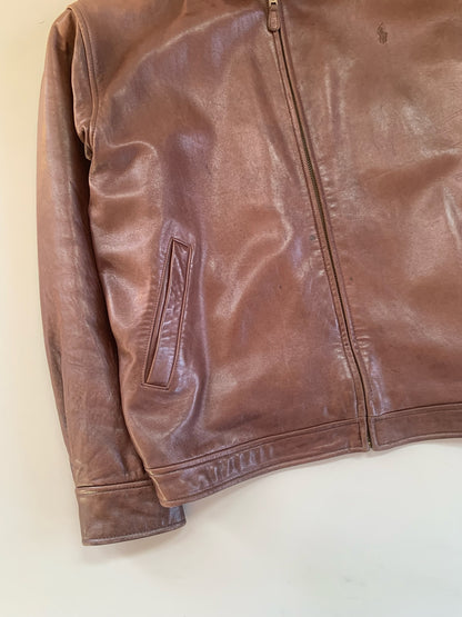Large Brown Polo Ralph Lauren Leather Jacket