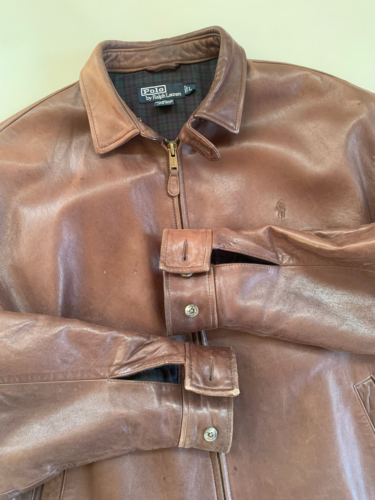 Large Brown Polo Ralph Lauren Leather Jacket