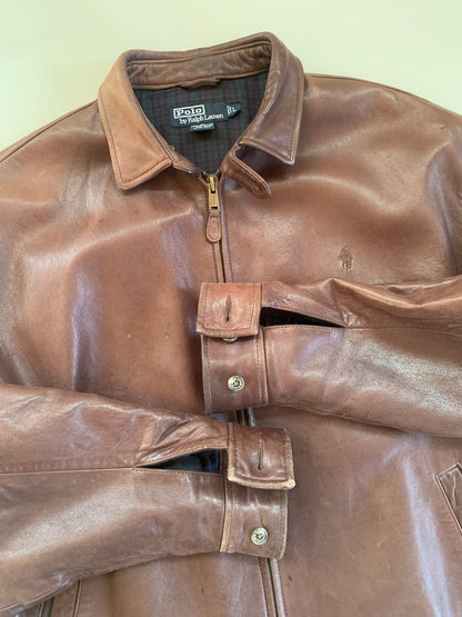 Large Brown Polo Ralph Lauren Leather Jacket