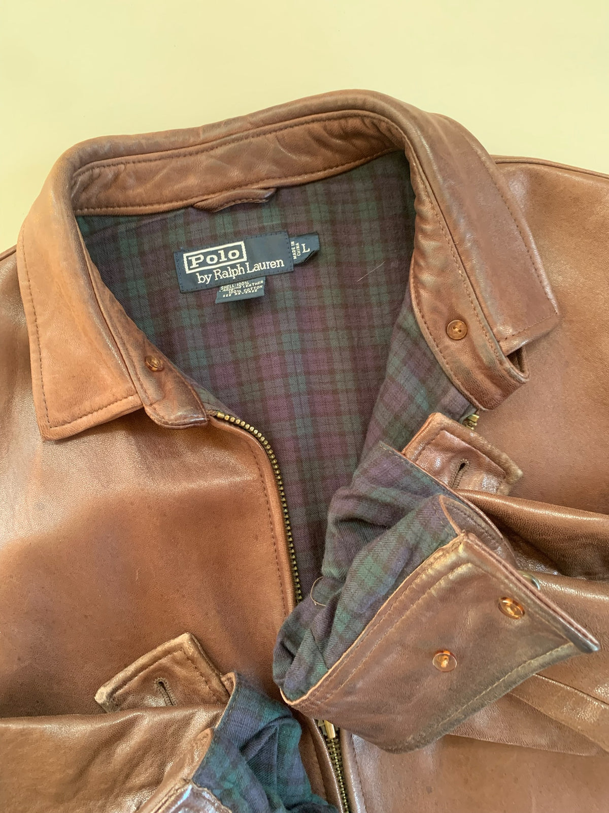 Large Brown Polo Ralph Lauren Leather Jacket