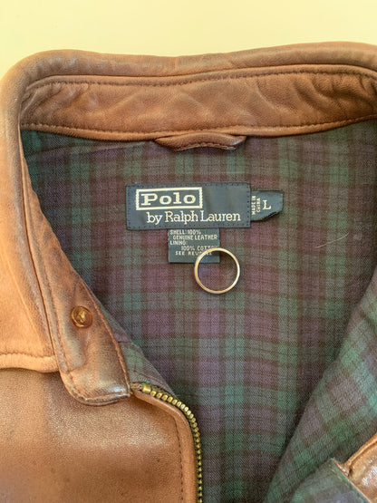 Large Brown Polo Ralph Lauren Leather Jacket