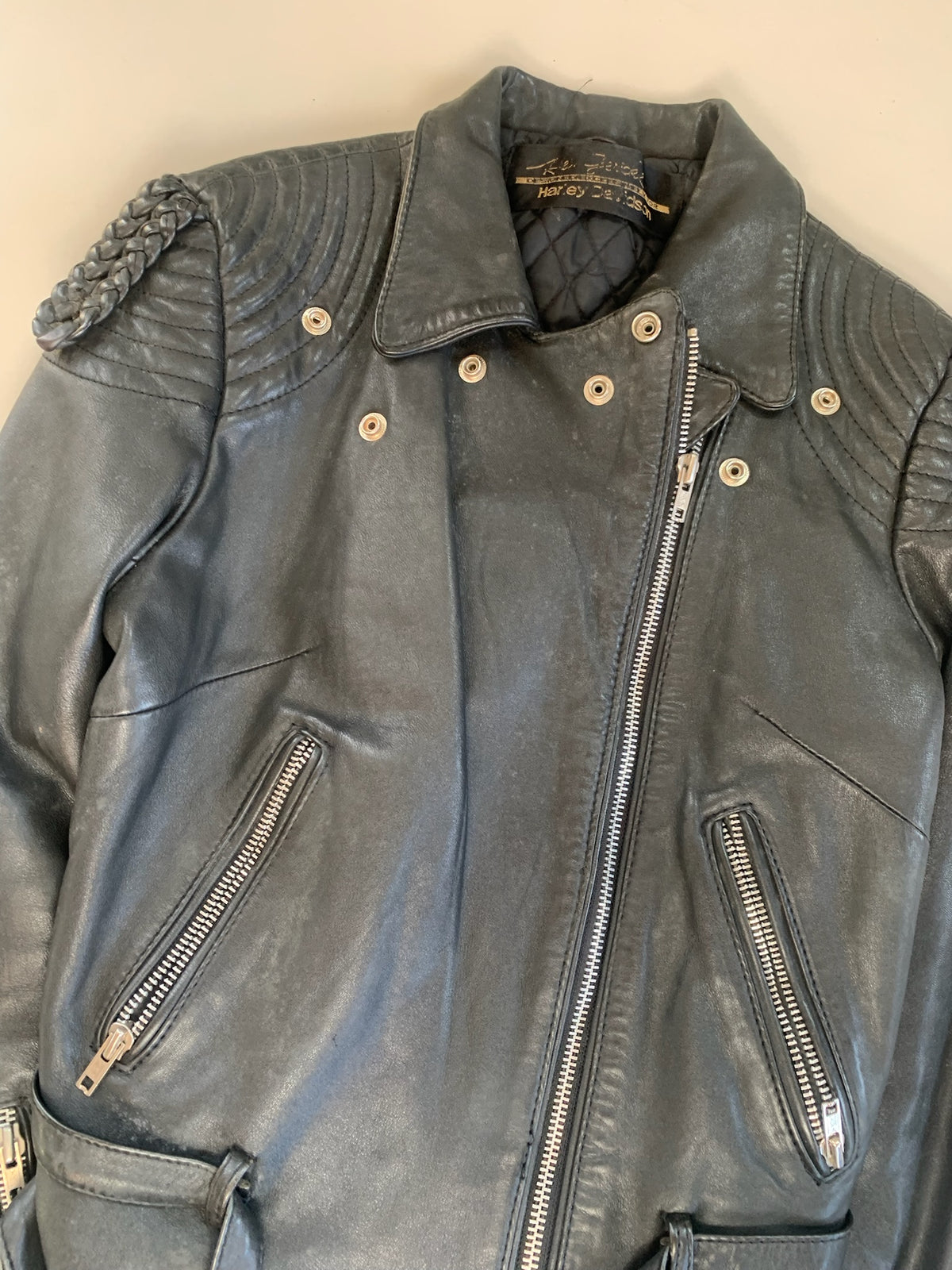 Medium 1980s Harley Davidson Leather Motorcycle Jacket