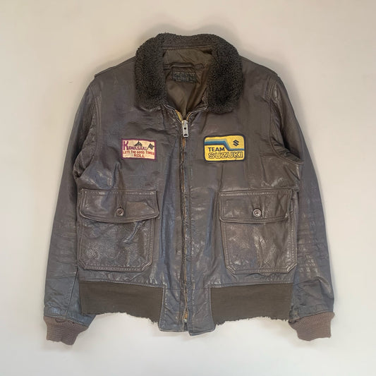 Large 1960s USN G-1 Leather Aviation Jacket
