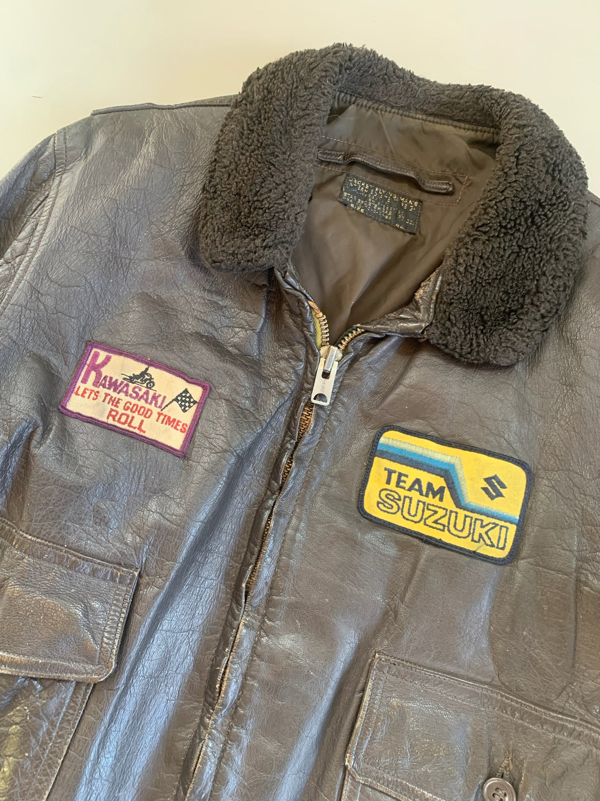 Large 1960s USN G-1 Leather Aviation Jacket