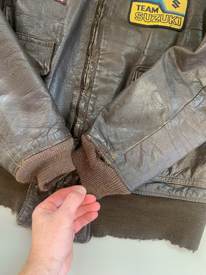 Large 1960s USN G-1 Leather Aviation Jacket