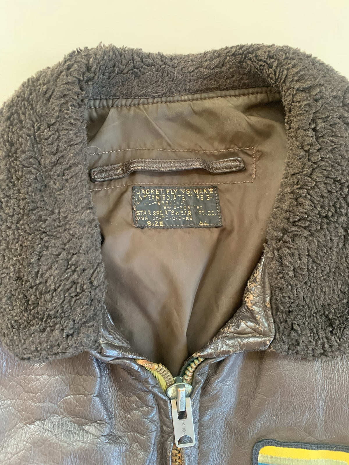 Large 1960s USN G-1 Leather Aviation Jacket