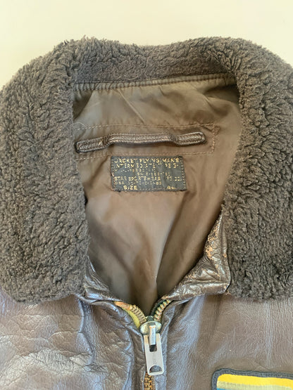 Large 1960s USN G-1 Leather Aviation Jacket