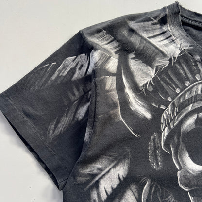 XL 1997 Distressed Tribal Skull Liquid Blue T-shirt