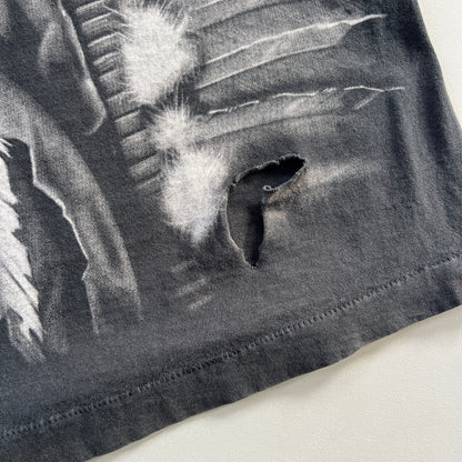 XL 1997 Distressed Tribal Skull Liquid Blue T-shirt