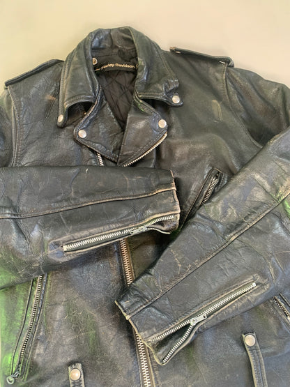 XL 1970s Harley Davidson Leather Biker Jacket