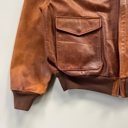 Large 1990s Polo Ralph Lauren Grizzly Leather Aviation Jacket