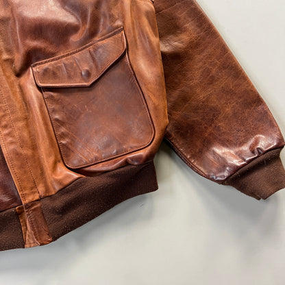 Large 1990s Polo Ralph Lauren Grizzly Leather Aviation Jacket
