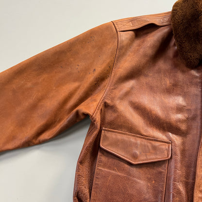 Large 1990s Polo Ralph Lauren Grizzly Leather Aviation Jacket