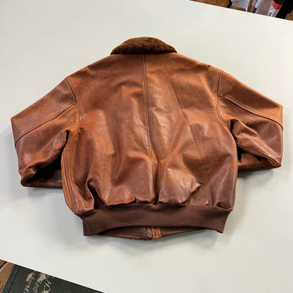 Large 1990s Polo Ralph Lauren Grizzly Leather Aviation Jacket