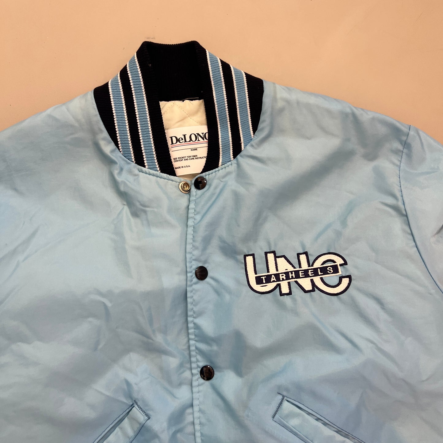 Medium 80s UNC Tar Heels DeLong Satin Jacket