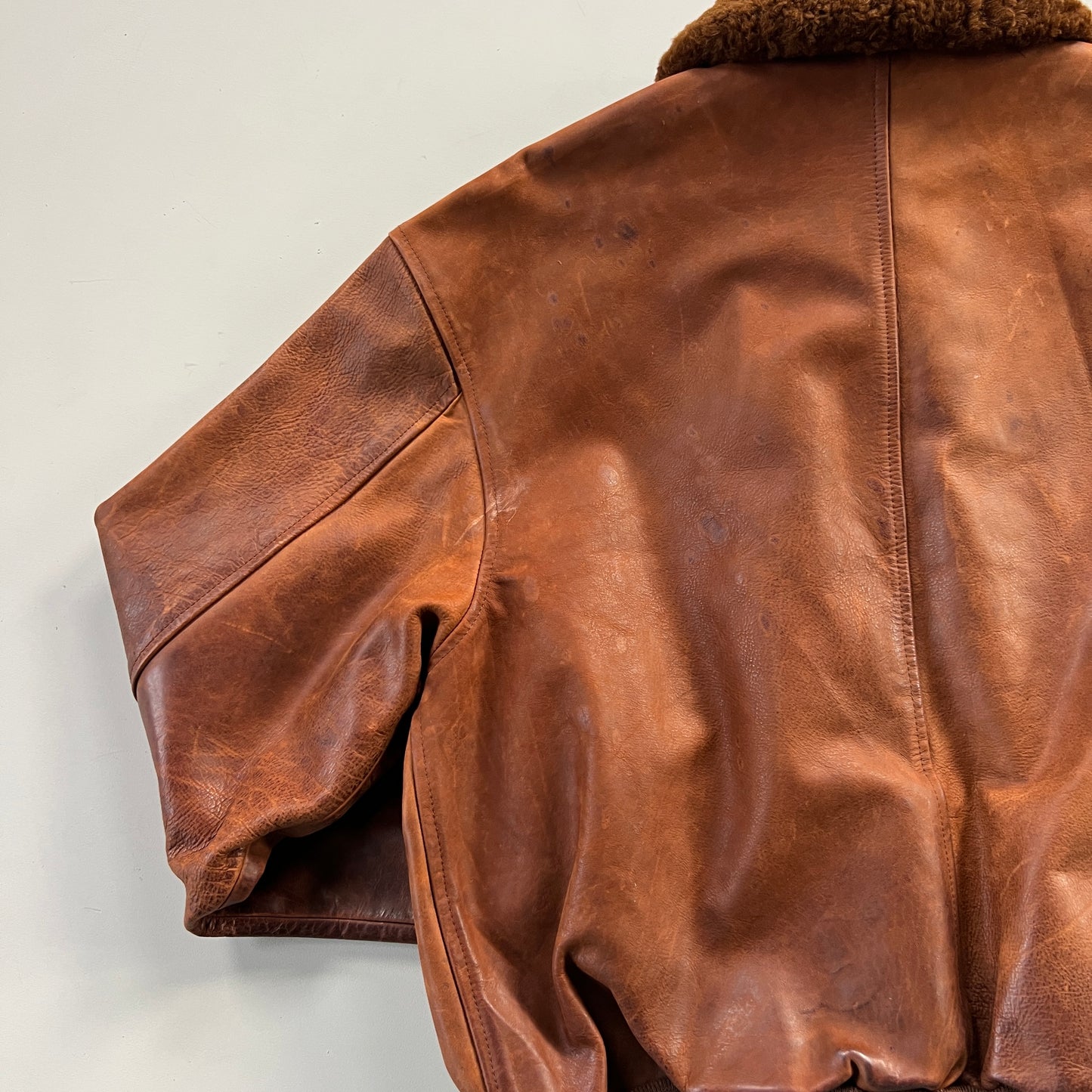 Large 1990s Polo Ralph Lauren Grizzly Leather Aviation Jacket