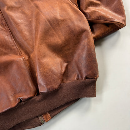 Large 1990s Polo Ralph Lauren Grizzly Leather Aviation Jacket