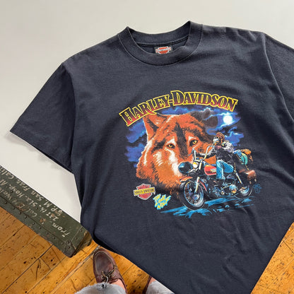 Large 1989 Harley Davidson Lone Wolf T-shirt