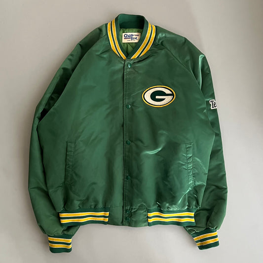 XXL 80s Green Bay Packers Chalk Line Satin Jacket