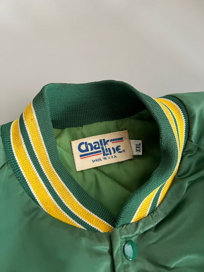 XXL 80s Green Bay Packers Chalk Line Satin Jacket