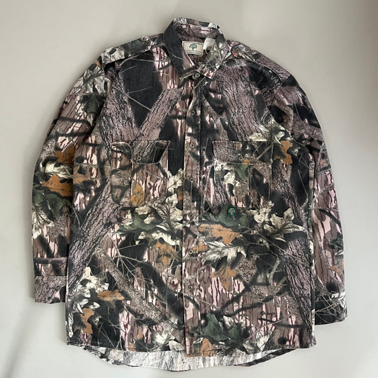 Large 90s Mossy Oak Camo Button Shirt
