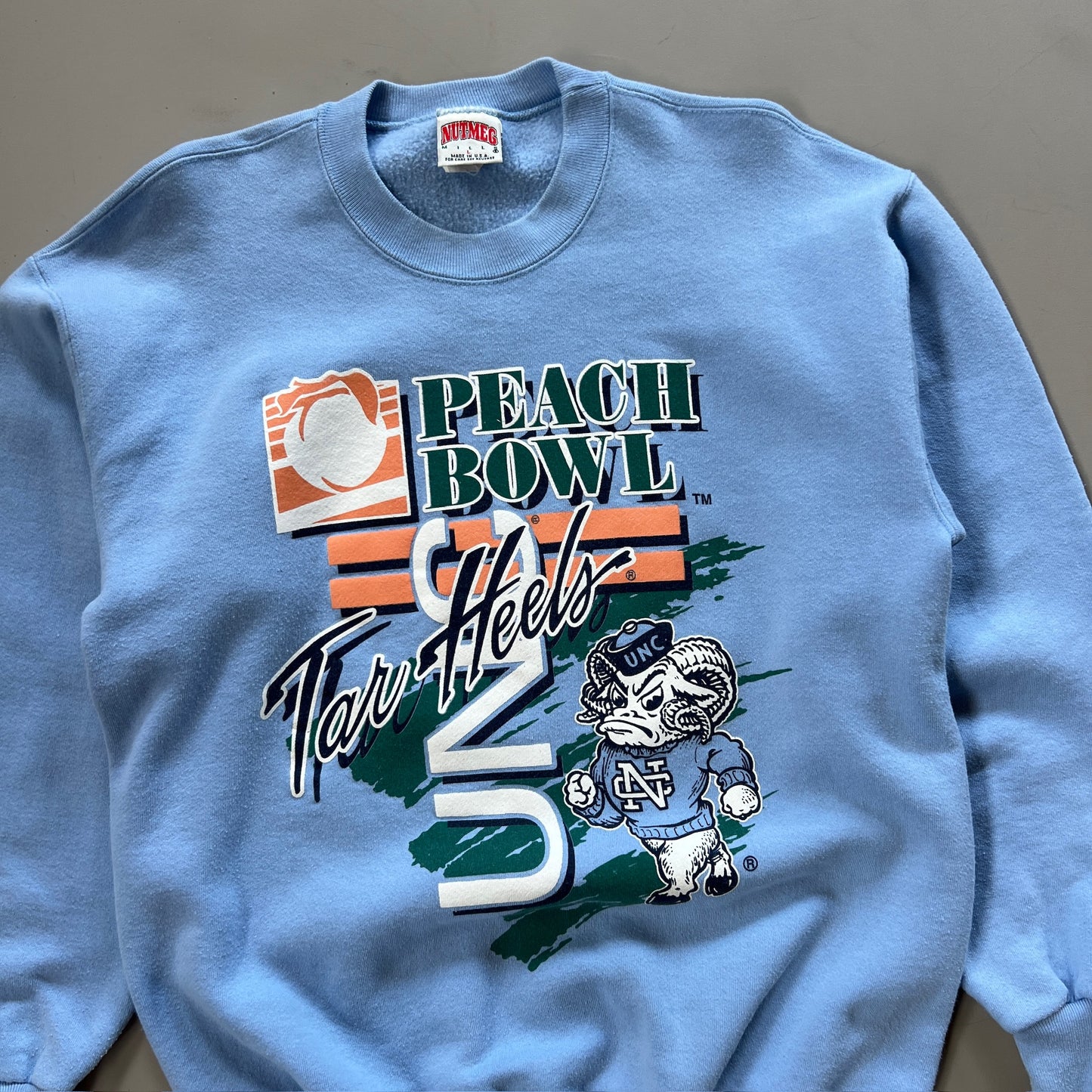 Large 1990s UNC Chapel Hill Peach Bowl Sweatshirt
