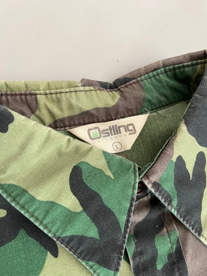 Large 90s Stling Camo Button Shirt