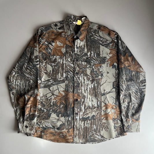 XL 90s Cotton Real Tree Camo Button Shirt