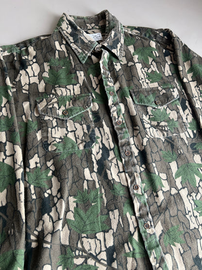 2XL 80s Cove Creek Bark Camo Button Shirt