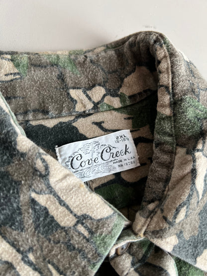 2XL 80s Cove Creek Bark Camo Button Shirt